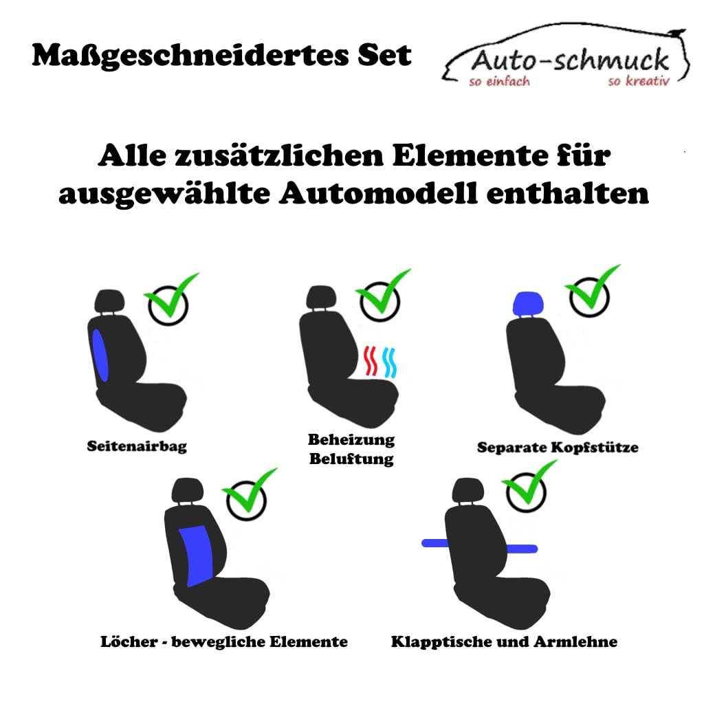 Transit pokrowce na siedzenia na miarę samochodowe idealne dopasowanie pokrowce ochronne na siedzenia welurowe + dziergana wyściółka ®biżuteria samochodowa (Premium Custom 2+1 szara)