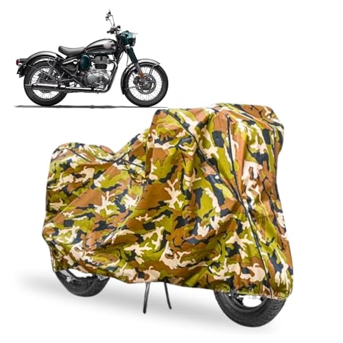 Image of Waterproof Bike Cover Compatible with RE Classic 350 All Weather, UV Heat Resistant, Dustproof, Triple Stitched, Windproof Elastic Bottom
