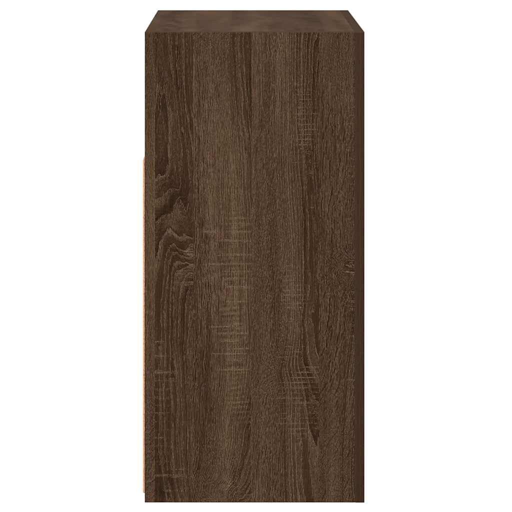vidaXL Buffet avec Lumières LED Armoire de Rangement Organisateur de Maison Meuble de Salle de Séjour Salon Intérieur Chêne Marron 80x35x75 cm