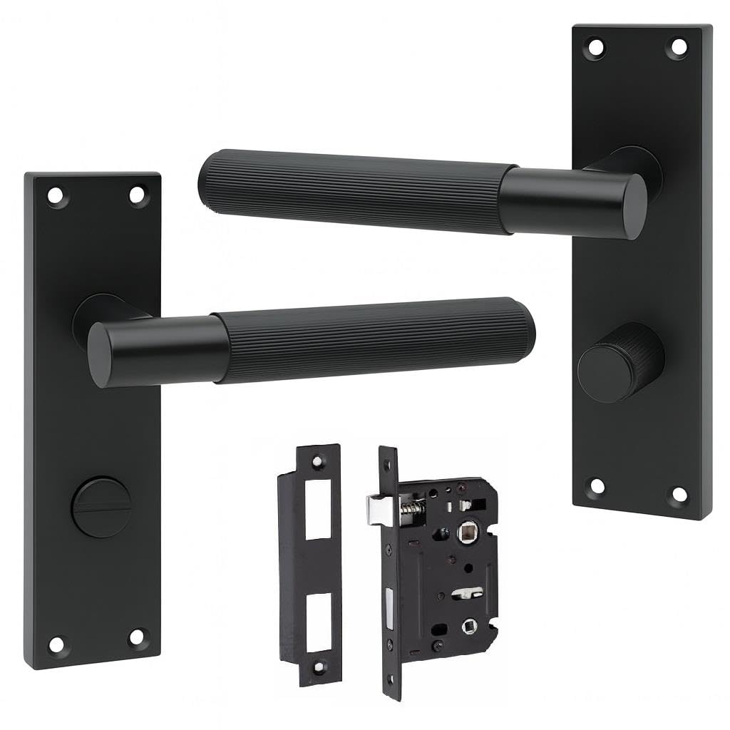 Golden Grace Victorian T-Bar Bathroom Door Handles, Matt Black
