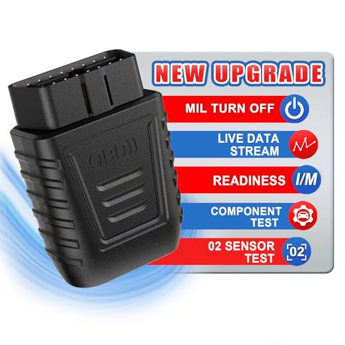 Escáner inalámbrico de diagnóstico de automóviles OBD2 Bluetooth 5.0, Prueba de Rendimiento de la Prueba de Humo Ligero del Motor, Lector de código de Falla del Motor iOS y Android (Negro)
