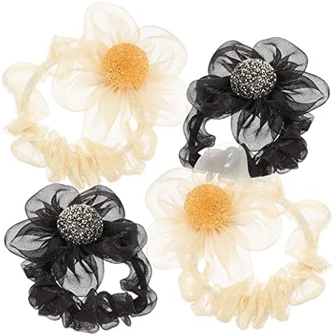 PLAFOPE 4pcs Hair Ring Hair Ties Hair Ties for Girls Scrunchies for Tulle Hair Ties Hair Bows for Women Cover