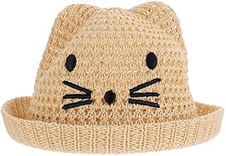 UTHCLO Boys Ear Fedora Outdoor Party Kids Cute Caps Cap Summer Beach Protection Hats Activities - Toddler Children Straw Cartoon Girls Short Cm Bucket for Folding Sun Khaki Animal Cat