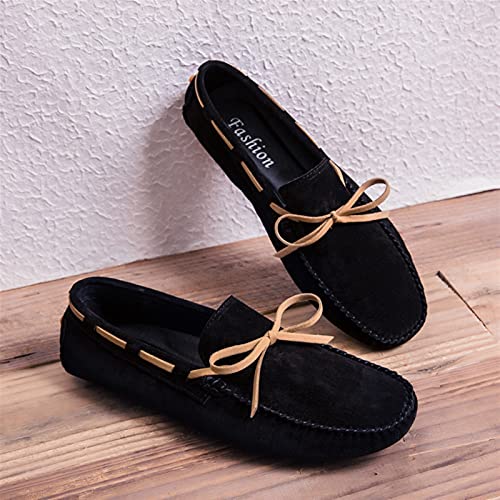 Mens Loafers Round Toe PU Leather Moccasins Boat Shoes Slip Resistant Lightweight Anti-Slip Fashion Classic Slip-ons(Black,10 M US)3