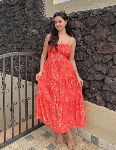 Image of GRACE KARIN 2026 Women's Spaghetti Vacation Sundress Summer Beach Flowy Boho Floral Maxi Dresses with Pockets