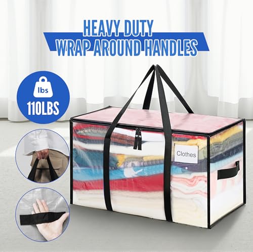 Image of BAGAIL Heavy Duty Moving Bags with Strong Handle, Extra Large Moving Boxes, Storage Tote for Clothes, College Moving Supplies(Clear, 10 Pack)