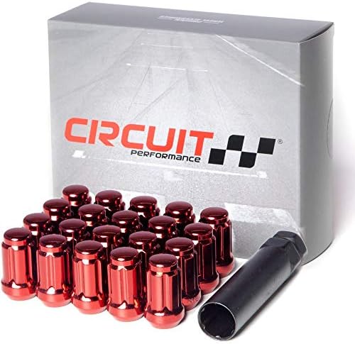 Circuit Performance Spline Drive Tuner Acorn Lug Nuts Red 12x1.25 Forged Steel (20pc + Tool)