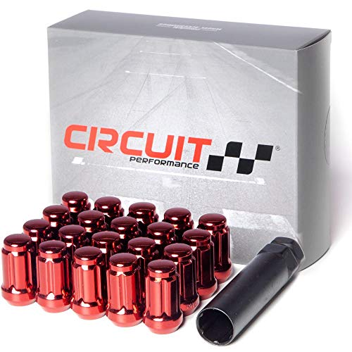 Circuit Performance Spline Drive Tuner Acorn Lug Nuts Red 12X1.25 Forged Steel (20Pc + Tool) #TOP5