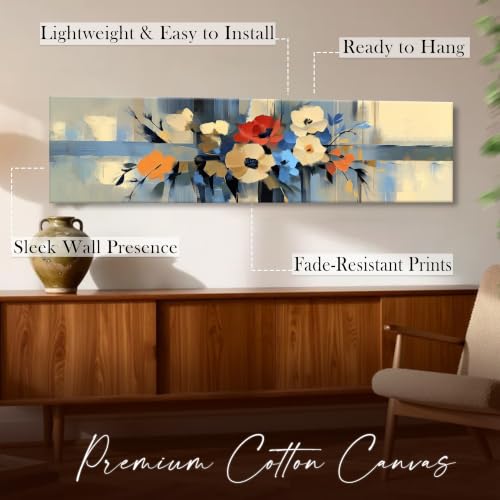Image of Large Stretched Canvas Painting, Panel Wall Painting Abstract Floral Canvas Floral Luxury Paintings for Home Decoration, Living room and Office Decor (Yellow, 12x46 Inch)
