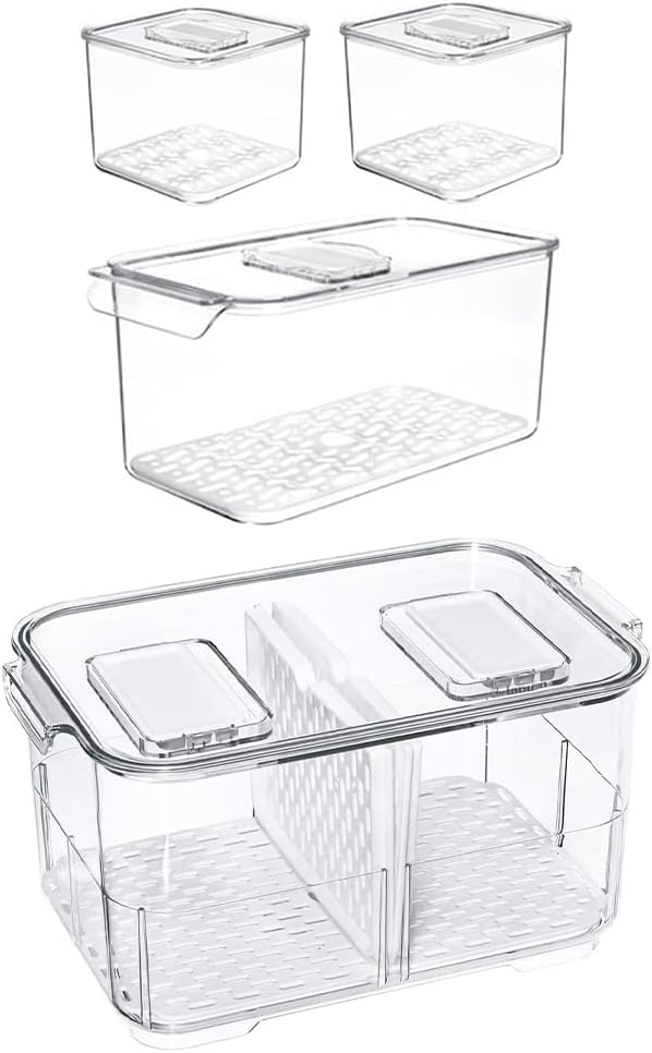 A Set of Clear Food Storage Containers for the Refrigerator