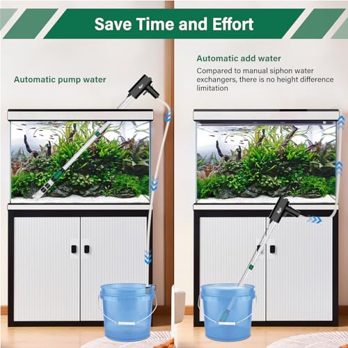Image of AQQA Aquarium Rechargeable Gravel Cleaner Kit,Energy Saving Powerful Fish Tank Siphon Vacuum Cleaner,Portable Automatic Water Changer,Adjustable Flow Rate Wash Sand 15W 420GPH