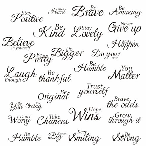 CRASPIRE 8 hoja Pegatinas Pared Frases Inspiradoras Motivacionales Citas Positivas Vinilo PVC Impermeable Autoadhesivo Translúcido Despegar Y Pegar Espejos Bricolaje Escuela Dormitorio Aula Dormitorio