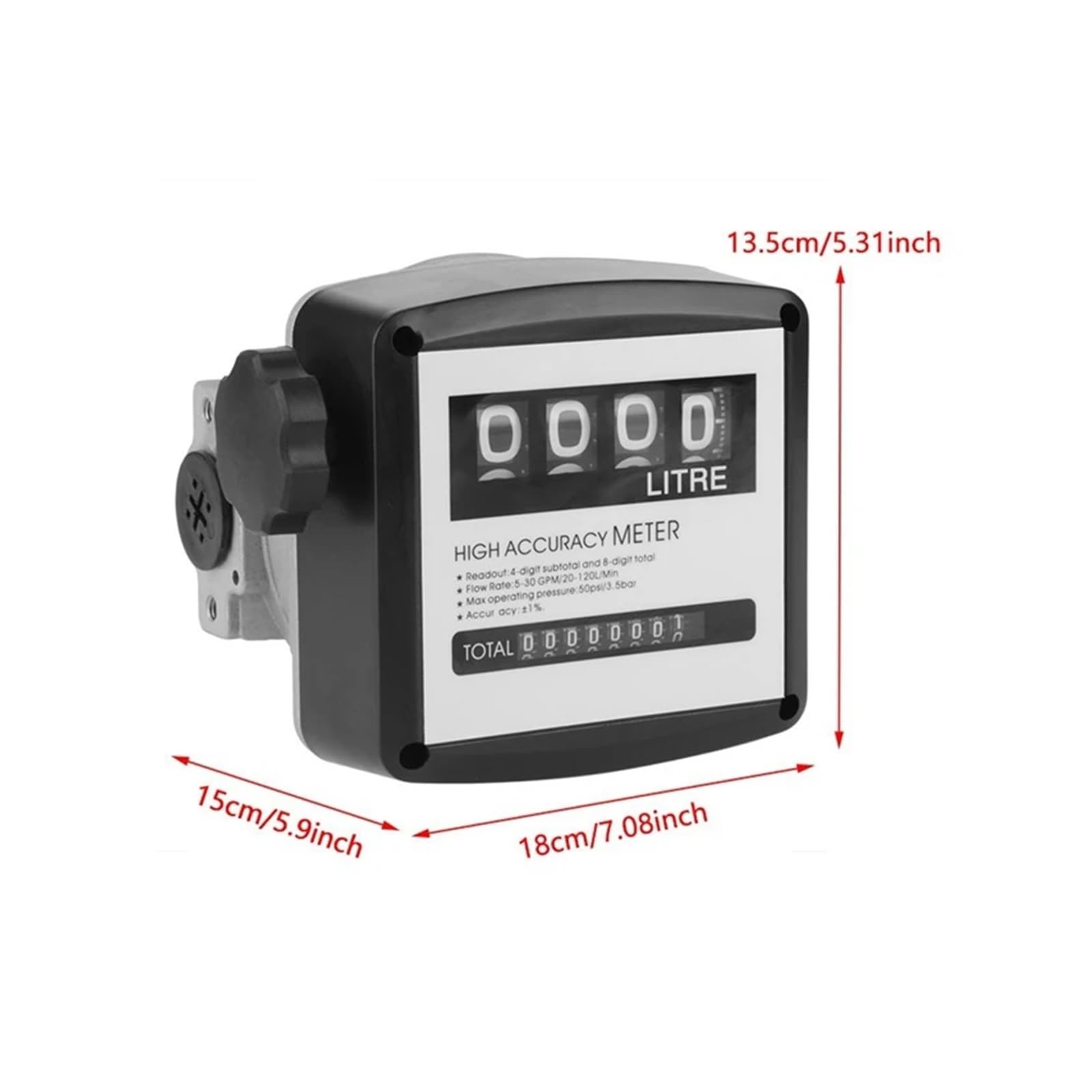 Medidor de Flujo de Agua Contador de Agua Digital, Medidor De Combustible Mecánico De Alta Precisión, Medidor De Flujo De Combustible De 4 Dígitos, Medidor De Flujo De Gasolina Digital, Rosca Interna,