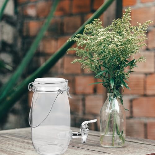 PRETYZOOM Glas Getränkespender Mit Wasserhahn 1,5l Versiegelte Saftdose Aus Borosilikatglas Hitzebeständig Für Wein Saft Und Andere Getränke Praktisches Design Für Zuhause