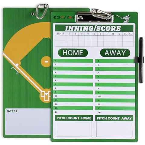 HIGHRAZON Baseball Coaches Clipboard, Green Double-Sided Dry Erase Coach Clipboard, Softball Whiteboard for Coaches, Lineup White Board with Marker for Coaches Gift Cover