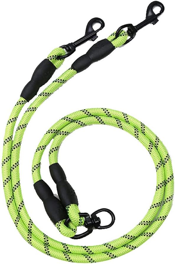Dog Lead Splitter Green Durable Double Dog Leash Coupler Reflective Strong Dual Pet Leash Lead for Small Medium Large Dogs L