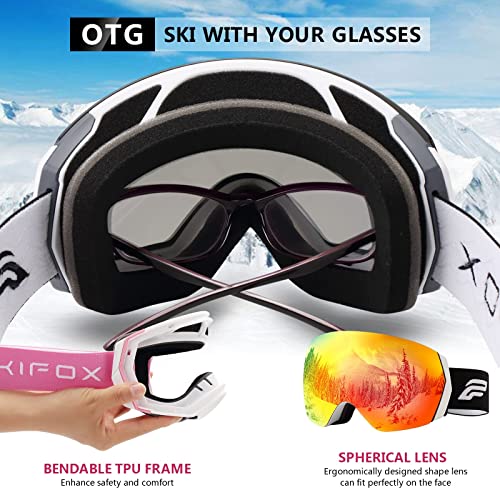 Skifox Otg Ski Goggles, Frameless Anti Fog Over Glasses Snowboard Goggles For Men Women And Youth Gift 100% Uv Protection #TOP3
