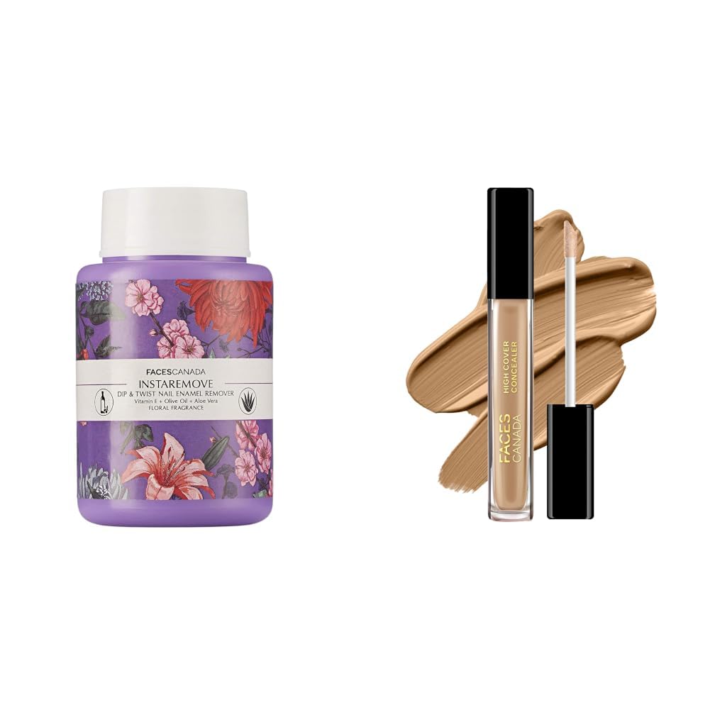 FACESCANADA InstaRemove Dip & Twist Nail Enamel Remover, 80 ml & High Cover Concealer - Honey Creme 02, 4ml-image-26
