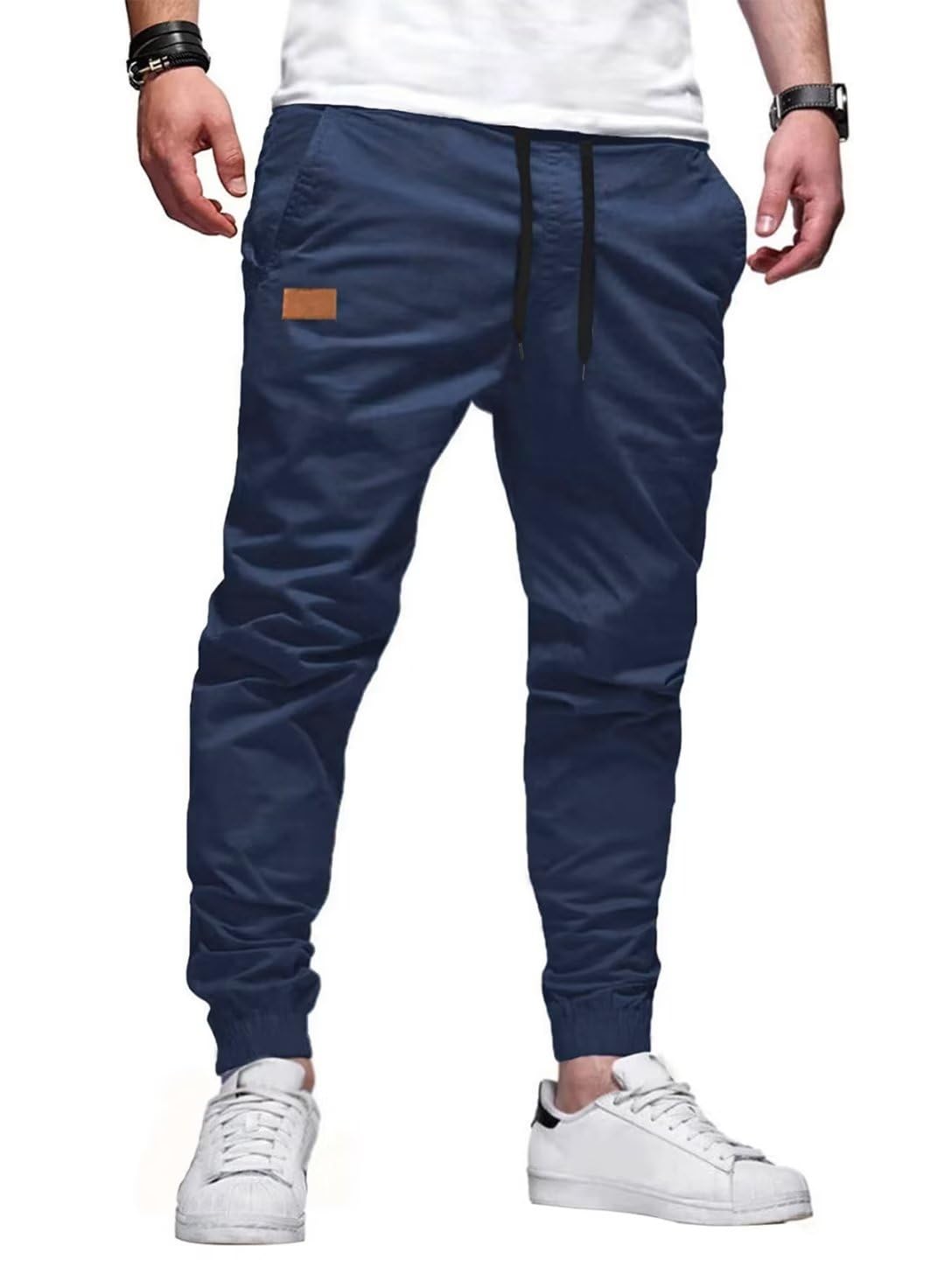 Dokotoo MenMens Cargo Joggers Pants Casual Twill Chino Cotton Elastic Drawstring Outdoor Hiking Sweatpants Pants