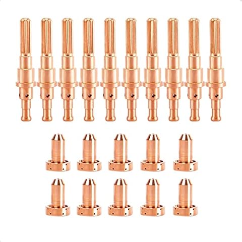 PLAXCON 10pcs 9-8211 Tip & 10pcs 9-8215 Electrode 80A Nozzle for Cutmaster 52 Thermal Dynamics SL60 SL100 Torch Consumables Cover