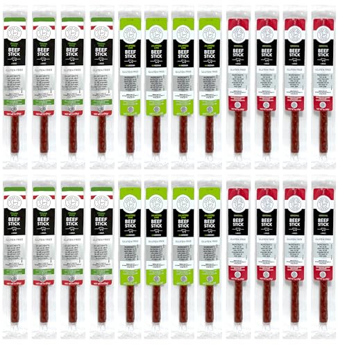 Good Fod Foods Meat Stick Variety Pack – Low FODMAP Snacks for a Healthy Gut, Zero Sugar Jerky Sticks, Keto Friendly, Gluten-Free Beef Sticks 1 Ounce (24 Pack)
