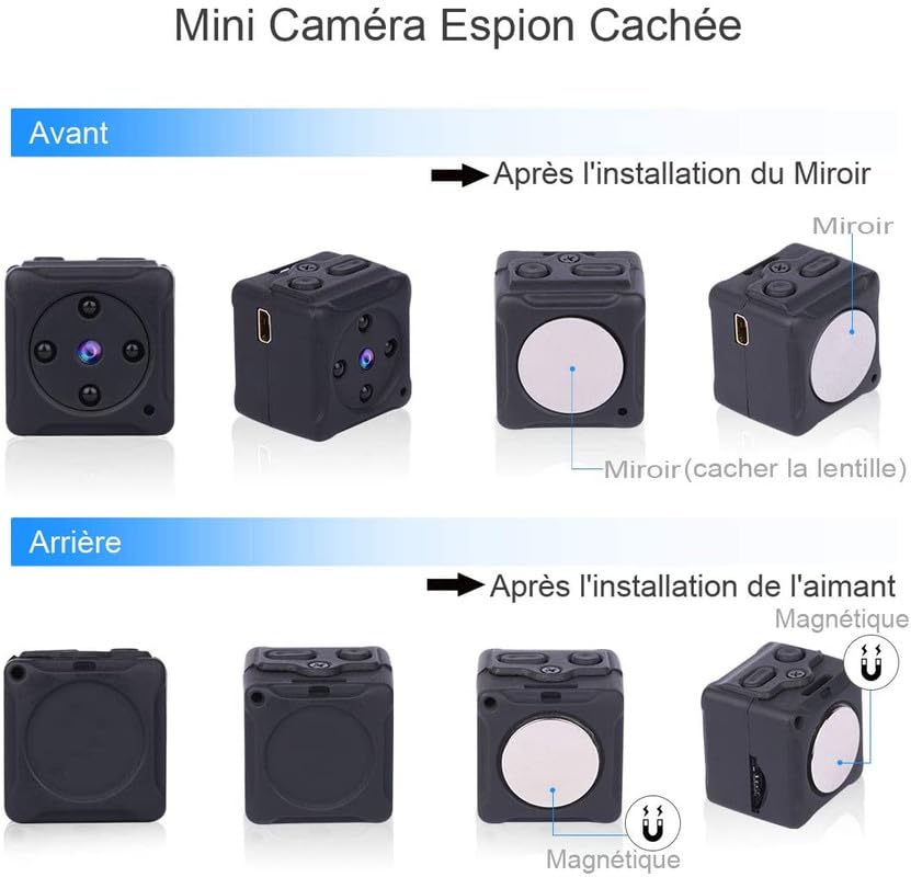 Camera Espion,HD 1080P Mini Caméra Espion sans Fil Discrete,Micro Spy Cam Cachee sur Batteries avec Détection Mouvement Vision Nocturne,LV