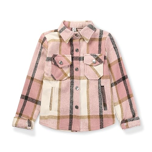Image of Girls Flannel Plaid Shacket Button Down Long Sleeve Casual Shirt Shackets Fall Jacket Clothes