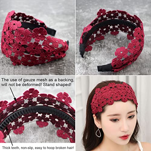 Fzbnsrko 5 Pcs Wide Lace Headband,Wide Floral Lace Headbands Non-Slip Multicolor Lace Headband For Women And Girls,Random Color #TOP4