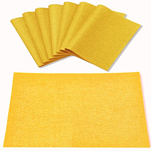 Rinpon Cloth Yellow Placemats Set of 8, Linen Type Fabric