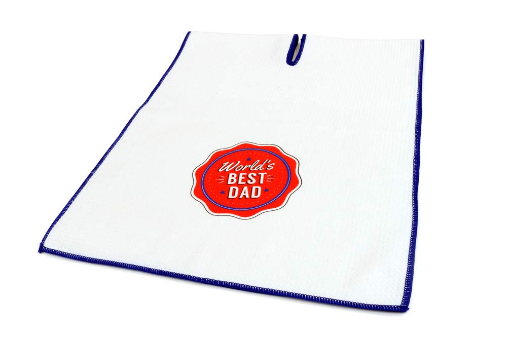 Center Cut Microfiber Golf Towel 16"x40" (World's Best Dad)