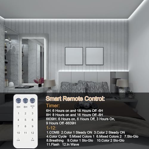 Image of 2 Pack LED Strip Lights Indoor Outdoor Waterproof, 16.5ft 150 LED 2700K-6000K Tunable White Battery Powered LED Strip Lights with Remote USB Dimmable Timer Cuttable for Kitchen Bathroom Yard Pool