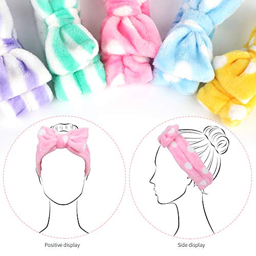 Teenitor Bow Headbands, Women Headbands For Makeup Cosmetic Facial Shower Spa Elastic Hair Band Hairlace Headband For Baby Girls Yellow Blue Green Purple Pink, 5Pcs #TOP5