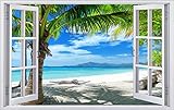 Palmen Meer Strand Beach Karibik Wandtattoo Wandsticker Wandaufkleber F0316 Größe 60 cm x 90 cm