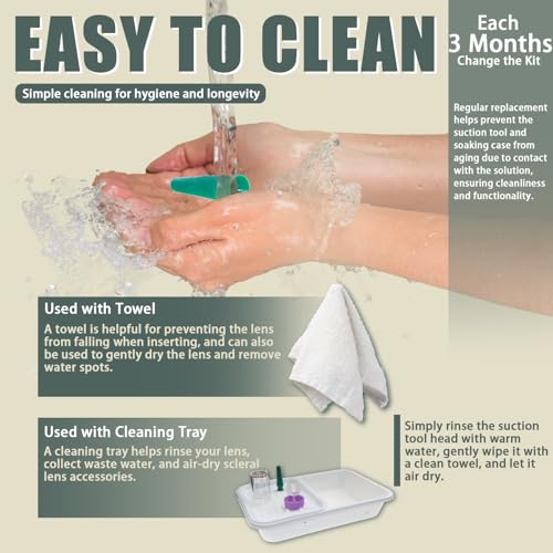Contact Lens Inserter & Remover Kit, 1 Lens Soaking Case(Only for 1 Len) +2 Ventless Suction Tools+1 Practice Lens, For Scleral Lenses/ Prosthetic Eyes Beginner Friendly Scleral Cup Large Lens Handler - Thumbnail 4