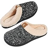 VeraCosy Zapatillas de Estar por Casa Mujer Espuma de Memoria Cómoda Forro de Felpa Interior&Exterior Antideslizantes Pantuflas，Color Negro,Talla 40-41 EU