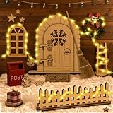 Wichteltür Set 24 PCS mit Licht – Weihnachtswichtel Tür Set inkl. Zubehör, Weihnachtsdeko Elfentür für Kinder Geschenk