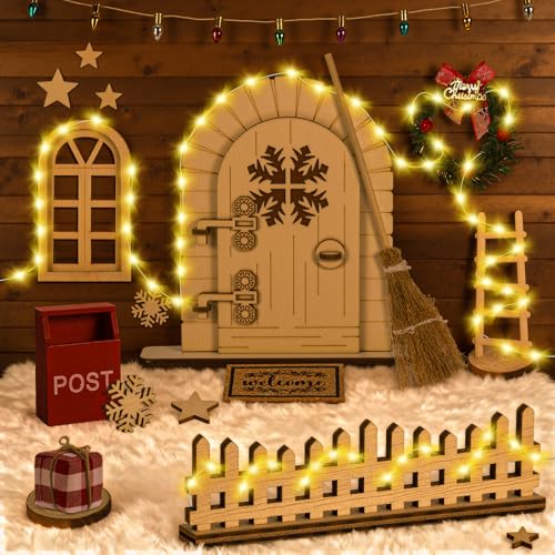 Wichteltür Set 24 PCS mit Licht – Weihnachtswichtel Tür Set inkl....