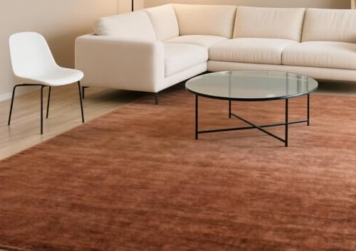 Hand Tufted Handmade Plain Burnt Copper Area Rug 4'x6' - 120cm x 180cm Rectangle Carpet for Living Room Bedroom Home Decor