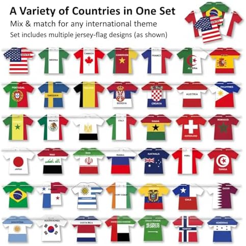 2026 World Cup Soccer Jersey Flag Bunting Banner 50 Pcs International Country String Flags Garland Merchandise for Sports Themed Parties Olympic Celebrations Decorations(Not among the top 48 teams） — view 6