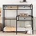 Heavy Duty Triple Bunk Bed, Twin Size L-Shaped Triple Bunk Bed with Guardrails and Ladder, No Box Spring Needed, Noise Free - Black