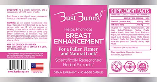Bust Bunny Breast Enhancement Pills - Vegan Friendly - 3 Month Supply | #1 Natural Way To A Fuller, Firmer Look #TOP6