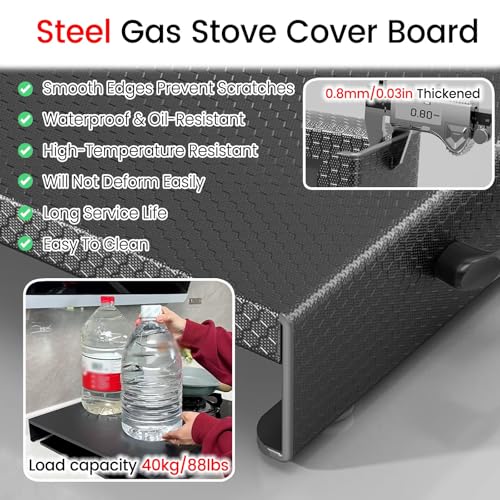Cubiertas superiores de estufa negras resistentes para quemadores de gas, protector de placa de cocina de metal fácil de limpiar, tablero de fideos resistente al calor, amplía el espacio de la cocina