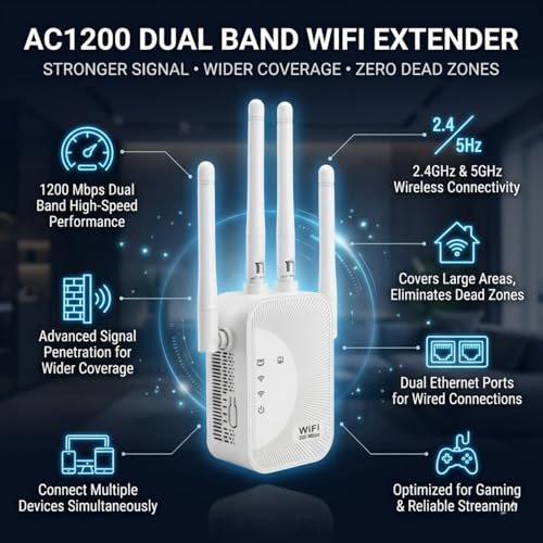 Image of 2026 Fastest WiFi Extender Signal Booster Covers 15900 Sq.ft and 105+ Devices 2.4 /5.8GHz High Speed 15X WiFi Repeater with Ethernet Port Eliminate Dead Zones with Wireless Internet Booster for Home