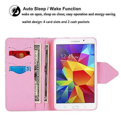 Uucovers For Samsung Galaxy Tab A 7.0 Inch 2016 Case Sm-T280/ T285 Folio Stand Magnetic Smart Pu Leather Wallet Tpu Back Shockproof Cover With Card Pockets [Auto Sleep/Wake], Purple Glitter Butterfly #TOP3