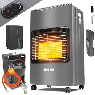 NAYVER® 4200 Watts Radiateur à Infrarouge - Poêle à Gaz/Chauffage au Gaz en Céramique Incl. Régulateur de Pression de Gaz, Tuyau de Gaz/Brûleur en Céramique Infrarouge/Chauffage au Gaz Compatible avec