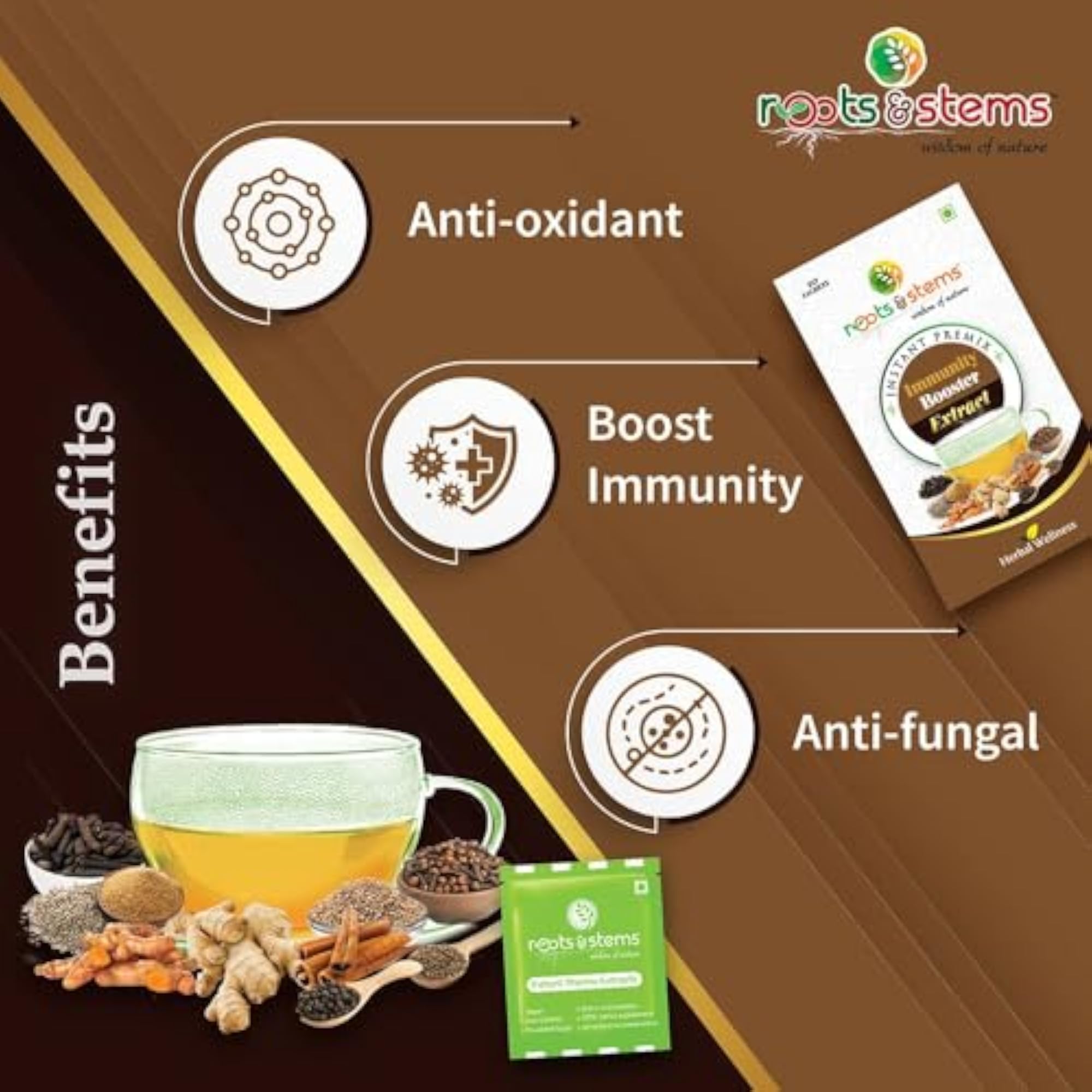 Roots & Stems Immunity Booster Tea Extracts, 60G Pack of 2
