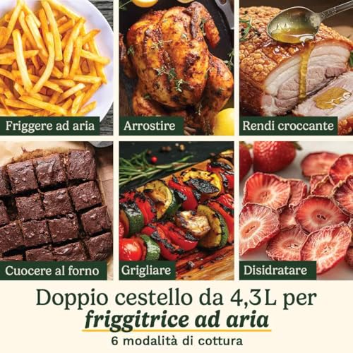Image of Cuisinart Tri Zone Air fryer and oven 13.6 L | PFAS free | 3 zones: 2x4.3L+5L | 9 functions: airfry, roast, grill, oven, reheat, dehydrate, pizza, bread, manual | Black Window