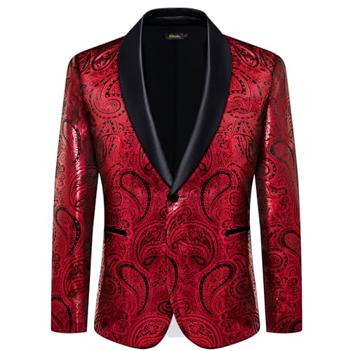 DiBanGu Wine Red Blazer Men Shawl Lapel Business Daily Casual