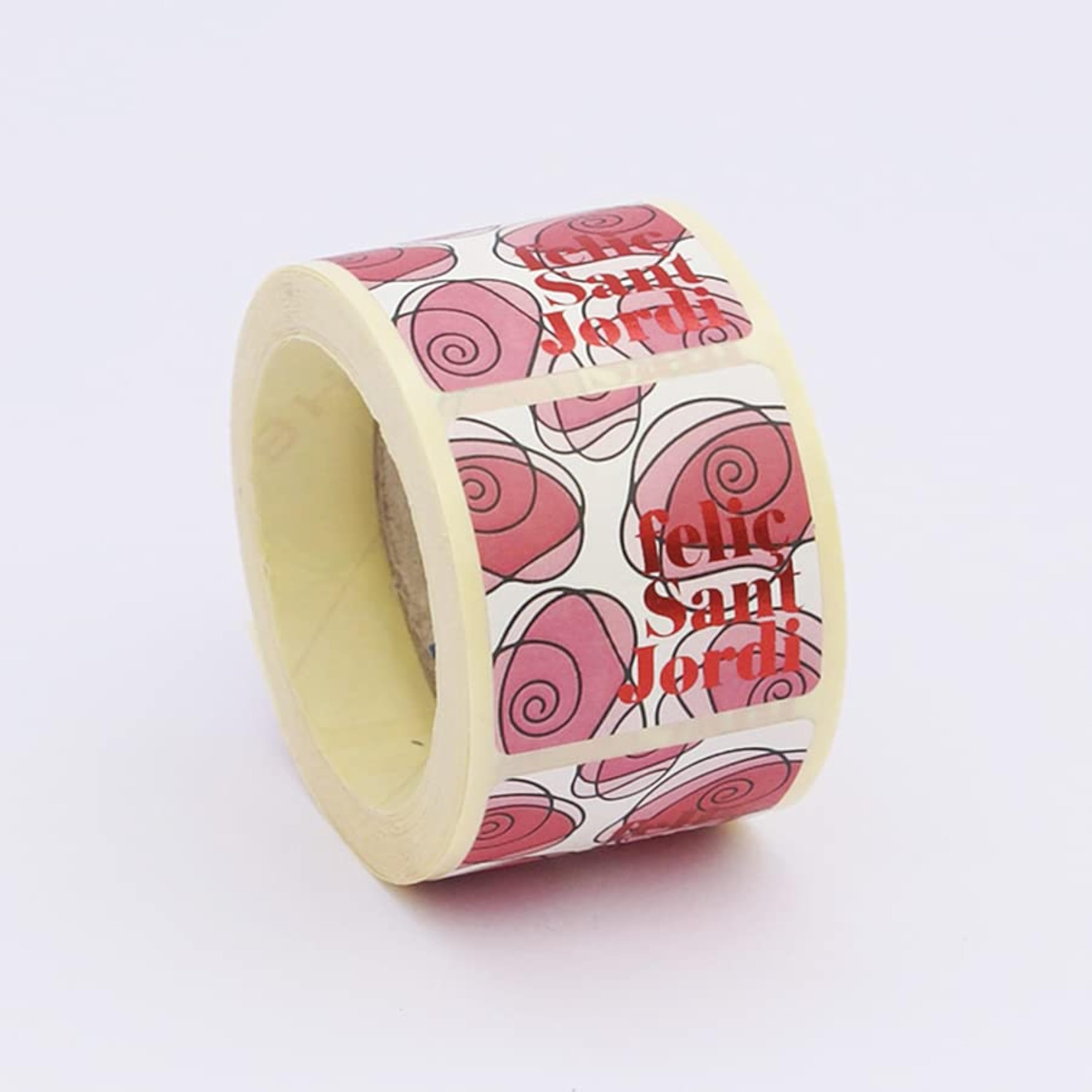 250 Pegatinas «Feliç Sant Jordi» con dibujo rosas abstractas