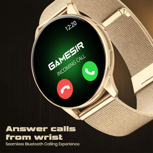 Image of GameSir Evo Vista Smartwatch, 1.39 inch HD Round Display, Bluetooth Calling, Heart Rate & SPO₂, 100+ Sports Modes, IP67, Long Battery Life for Men & Women (Millanese Gold)